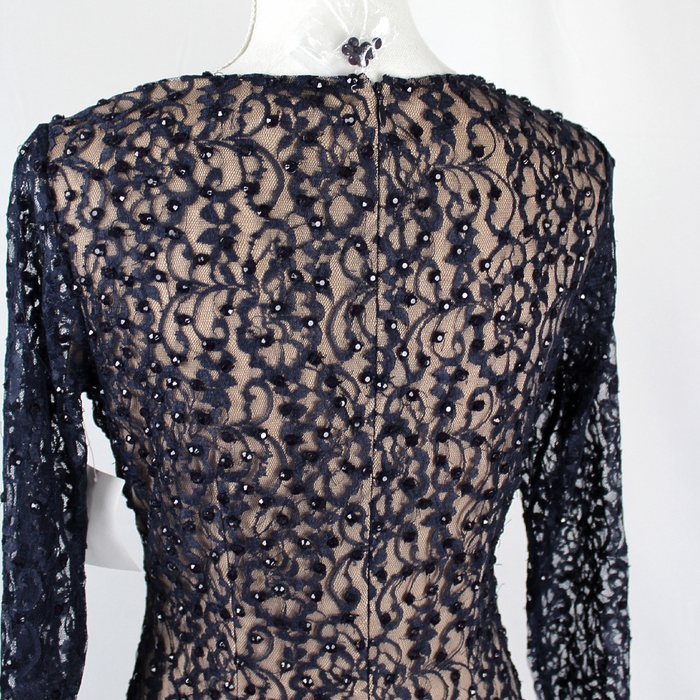 VENUS New Navy Long Lace Beaded Dress - Picture 6 of 10